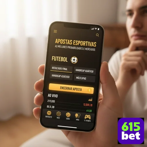 Usuário explorando as apostas esportivas no 615bet.