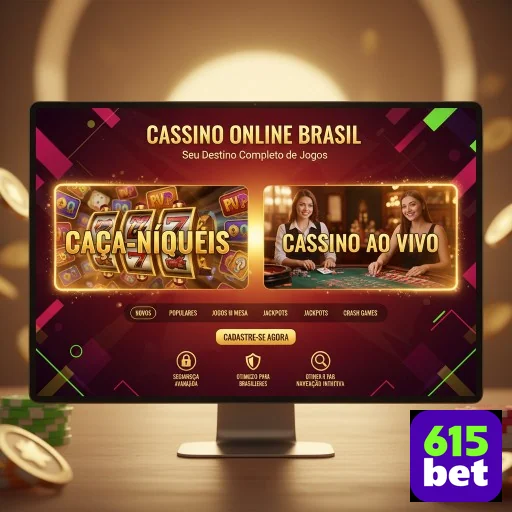 Tela do site 615bet mostrando opções de cassino online.