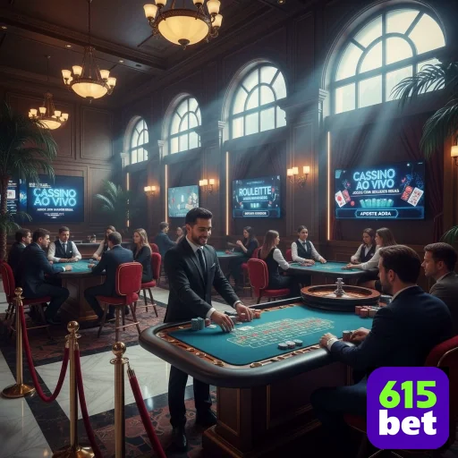 Jogadores em um cassino ao vivo com suporte da 615bet.