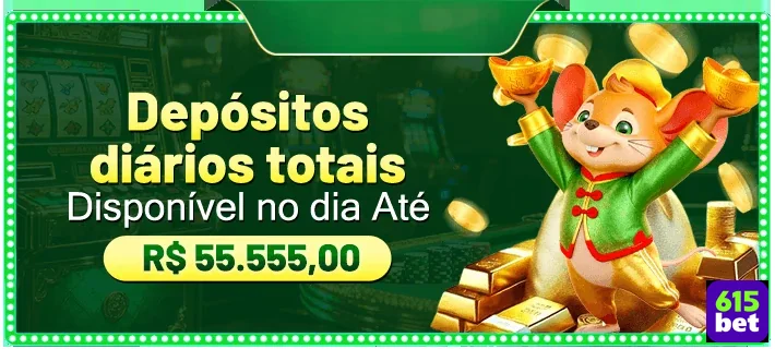 Banner da 615bet com ofertas de depósitos e recompensas.