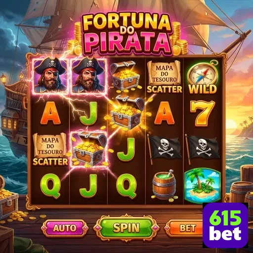 Jogo de slot Fortuna do Pirata na 615bet com gráficos vibrantes.