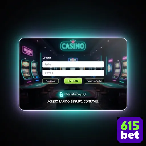 Tela de login do cassino online 615bet com suporte VIP.