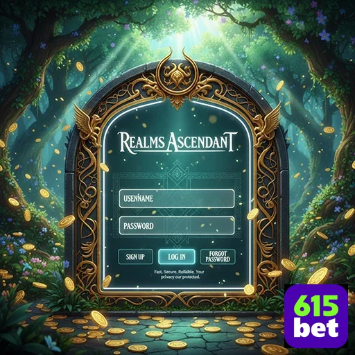 Tela de login para slots premium no 615bet.
