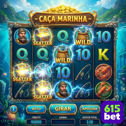 Tela de jogo de slots 'Caça Marinha' no 615bet.