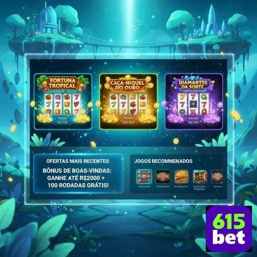 Tela do aplicativo 615bet com slots e jogos recomendados.